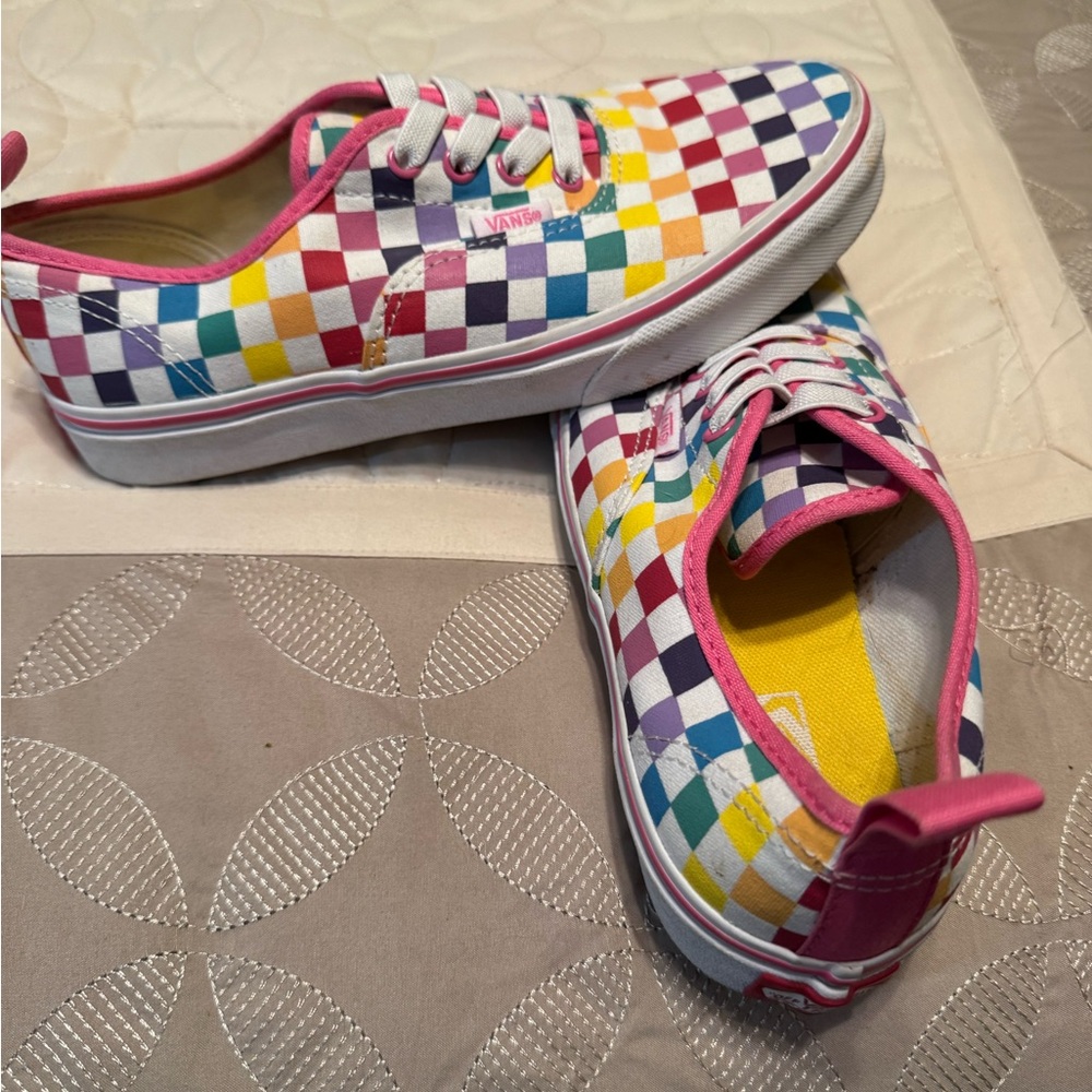 Vans Checkerboard Low-Top Sneakers — Multicolor/Pink